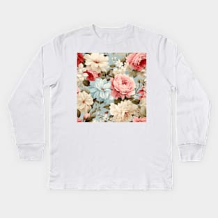 Shabby Chic Flowers Pattern 5 Kids Long Sleeve T-Shirt